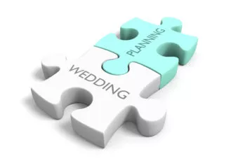 Wedding day planning and preparation puzzle concept