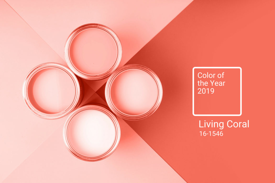 Banner with color of the year 2019 – Living Coral.